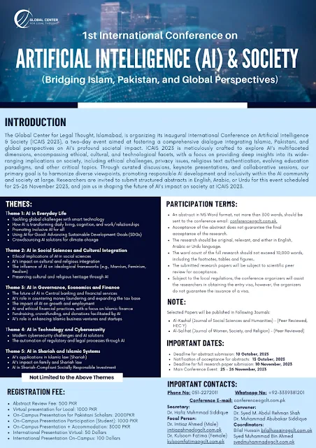 1st International Conference on Artificial Intelligence & Society (ICAIS 2023) - Bridging Islam, Pakistan, and Global Perspectives
